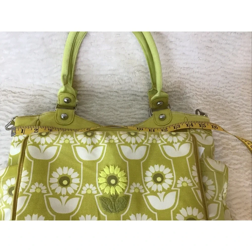 Petunia Pickle Bottom Diaper Bag Big Tote Washable Vinyl Limey Yellow Crossbody
